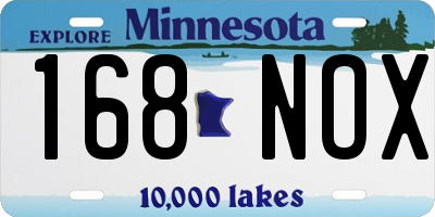MN license plate 168NOX
