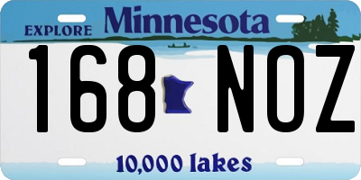 MN license plate 168NOZ