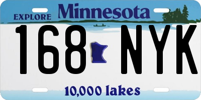 MN license plate 168NYK