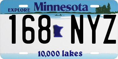 MN license plate 168NYZ