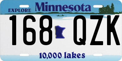MN license plate 168QZK