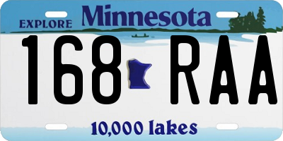 MN license plate 168RAA