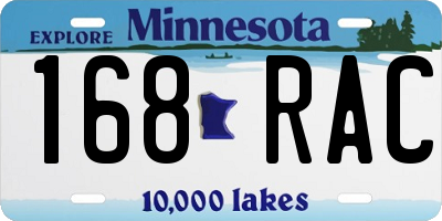MN license plate 168RAC