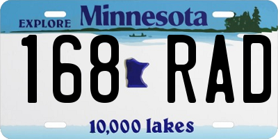 MN license plate 168RAD