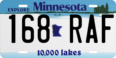 MN license plate 168RAF