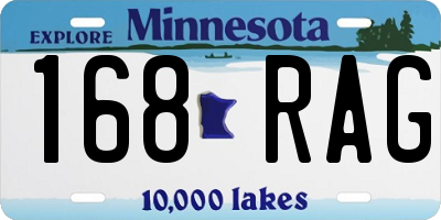 MN license plate 168RAG