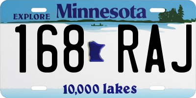 MN license plate 168RAJ