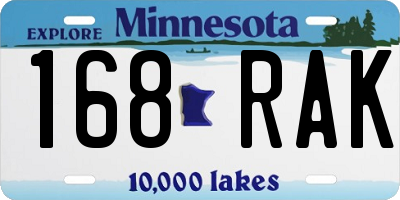 MN license plate 168RAK