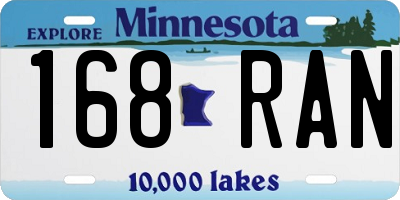 MN license plate 168RAN