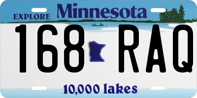MN license plate 168RAQ