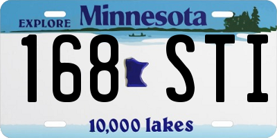 MN license plate 168STI