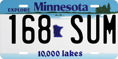 MN license plate 168SUM