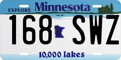 MN license plate 168SWZ