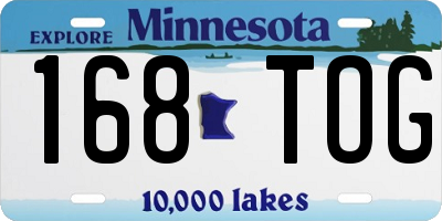 MN license plate 168TOG