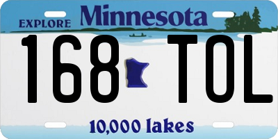 MN license plate 168TOL