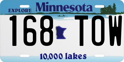 MN license plate 168TOW