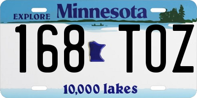 MN license plate 168TOZ