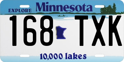 MN license plate 168TXK