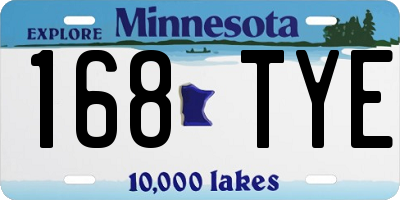 MN license plate 168TYE