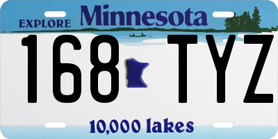 MN license plate 168TYZ