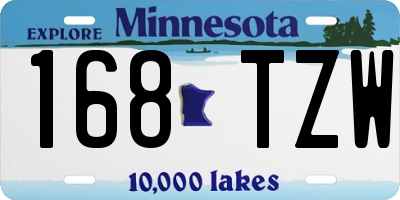 MN license plate 168TZW