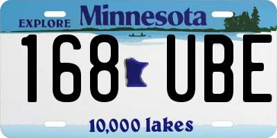 MN license plate 168UBE