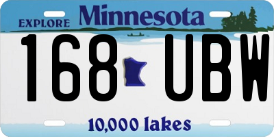 MN license plate 168UBW