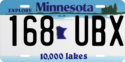 MN license plate 168UBX