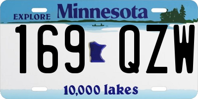 MN license plate 169QZW