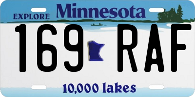 MN license plate 169RAF