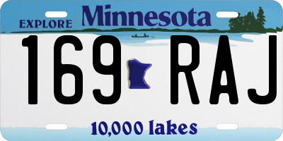 MN license plate 169RAJ