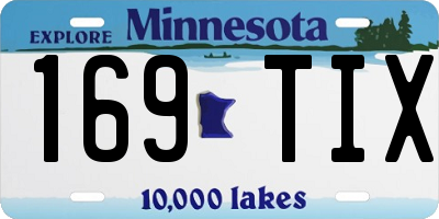 MN license plate 169TIX