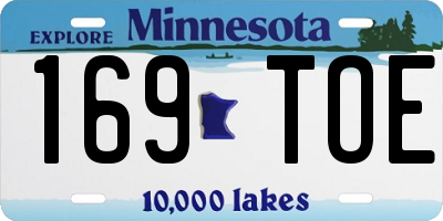 MN license plate 169TOE