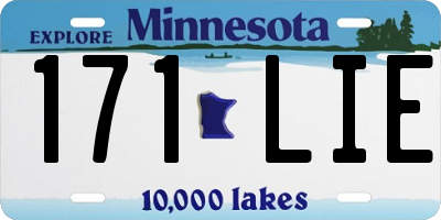 MN license plate 171LIE