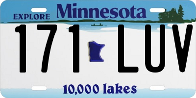 MN license plate 171LUV