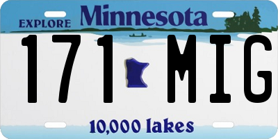MN license plate 171MIG