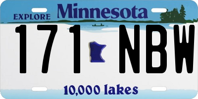 MN license plate 171NBW