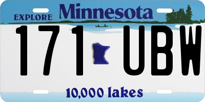 MN license plate 171UBW