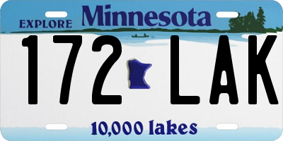 MN license plate 172LAK