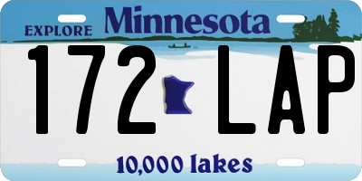MN license plate 172LAP