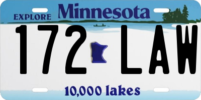 MN license plate 172LAW