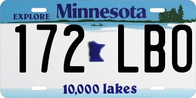 MN license plate 172LBO