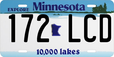 MN license plate 172LCD