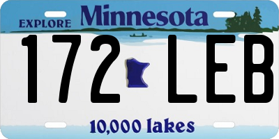 MN license plate 172LEB