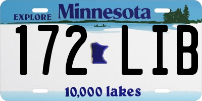 MN license plate 172LIB
