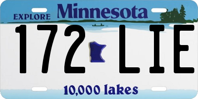 MN license plate 172LIE