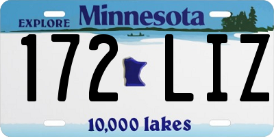 MN license plate 172LIZ