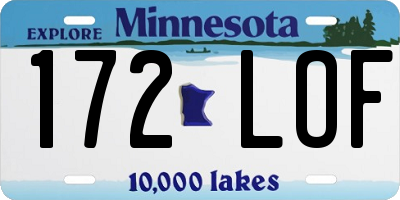 MN license plate 172LOF