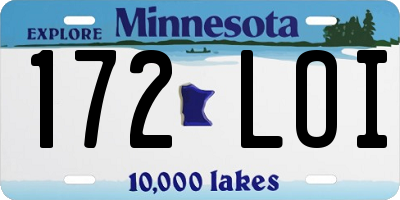 MN license plate 172LOI