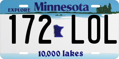 MN license plate 172LOL
